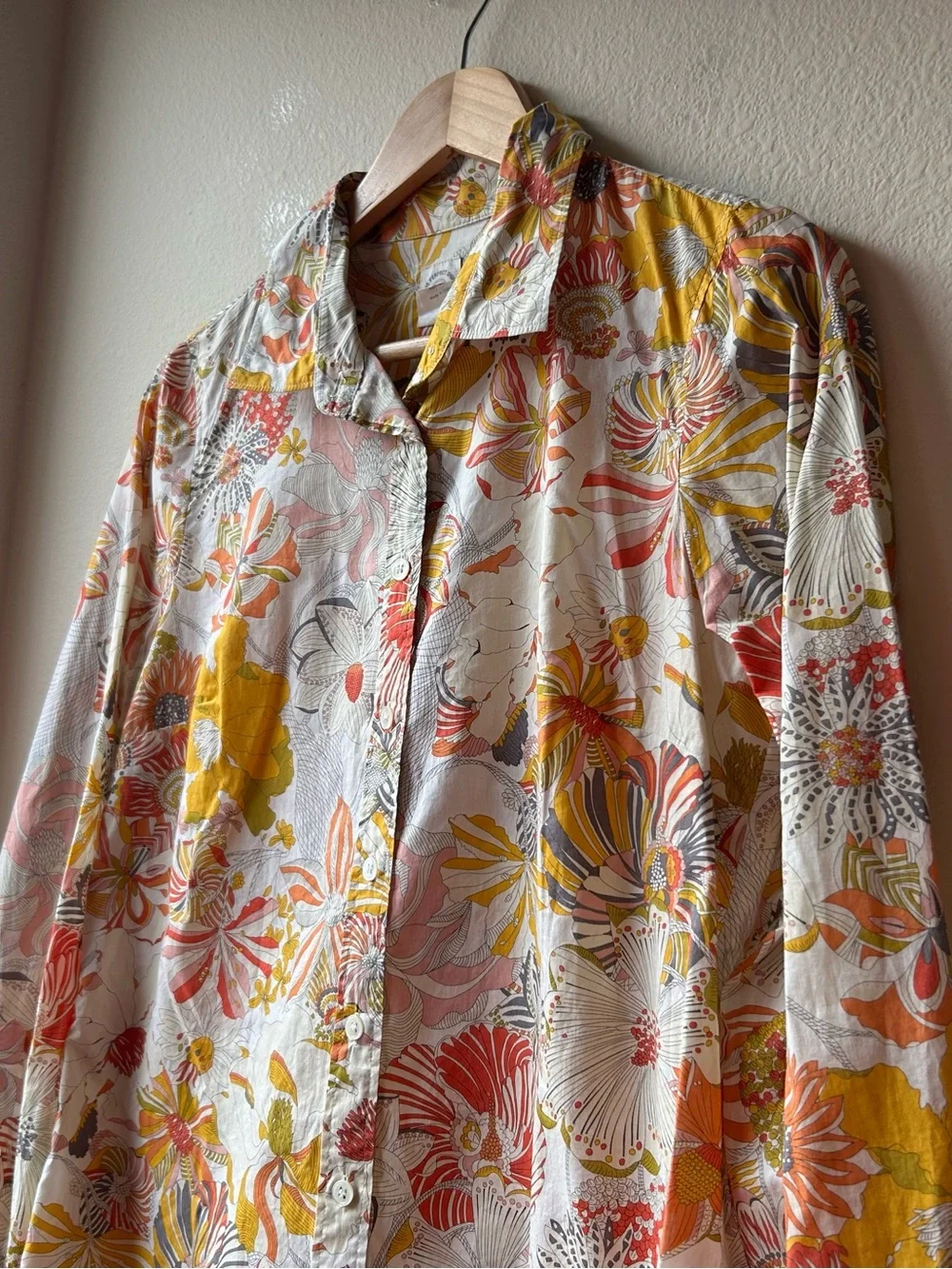 The Perfect Shirt for J. Crew Liberty of London Fabric Yellow Cream Floral Sz 6 - Picture 5 of 13